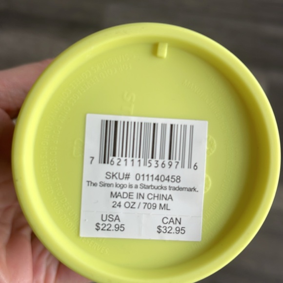 NWT Starbucks Meadow Yellow Grid Soft-Touch Cold Cup Tumbler with Straw (24 oz) - Picture 3 of 6
